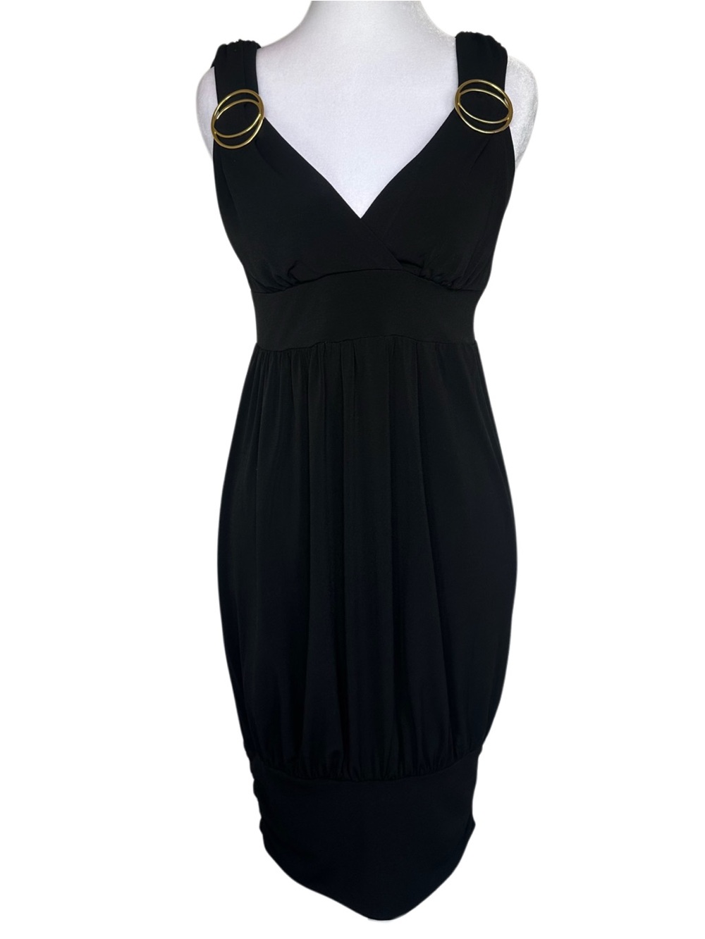 VTG Y2K XOXO Black Bubble Dress with Gold Accents
